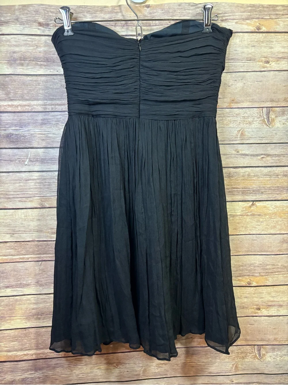 J.Crew  100% Silk Black Crepe Steapless Dress Mini Size 4 Petite